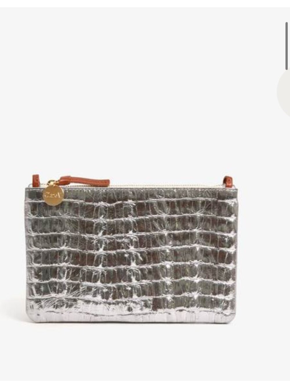 Clare V. WALLET CLUTCH - SILVER METALLIC CROCO